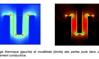 Thermography (experimental) and IGOR computation using Laplace's equation of a conductive strip with 3 strictions. "the face of the beast!"