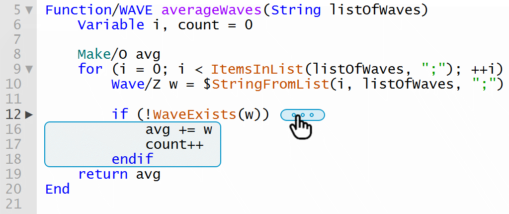 code folding reveal by clicking on ellipsis