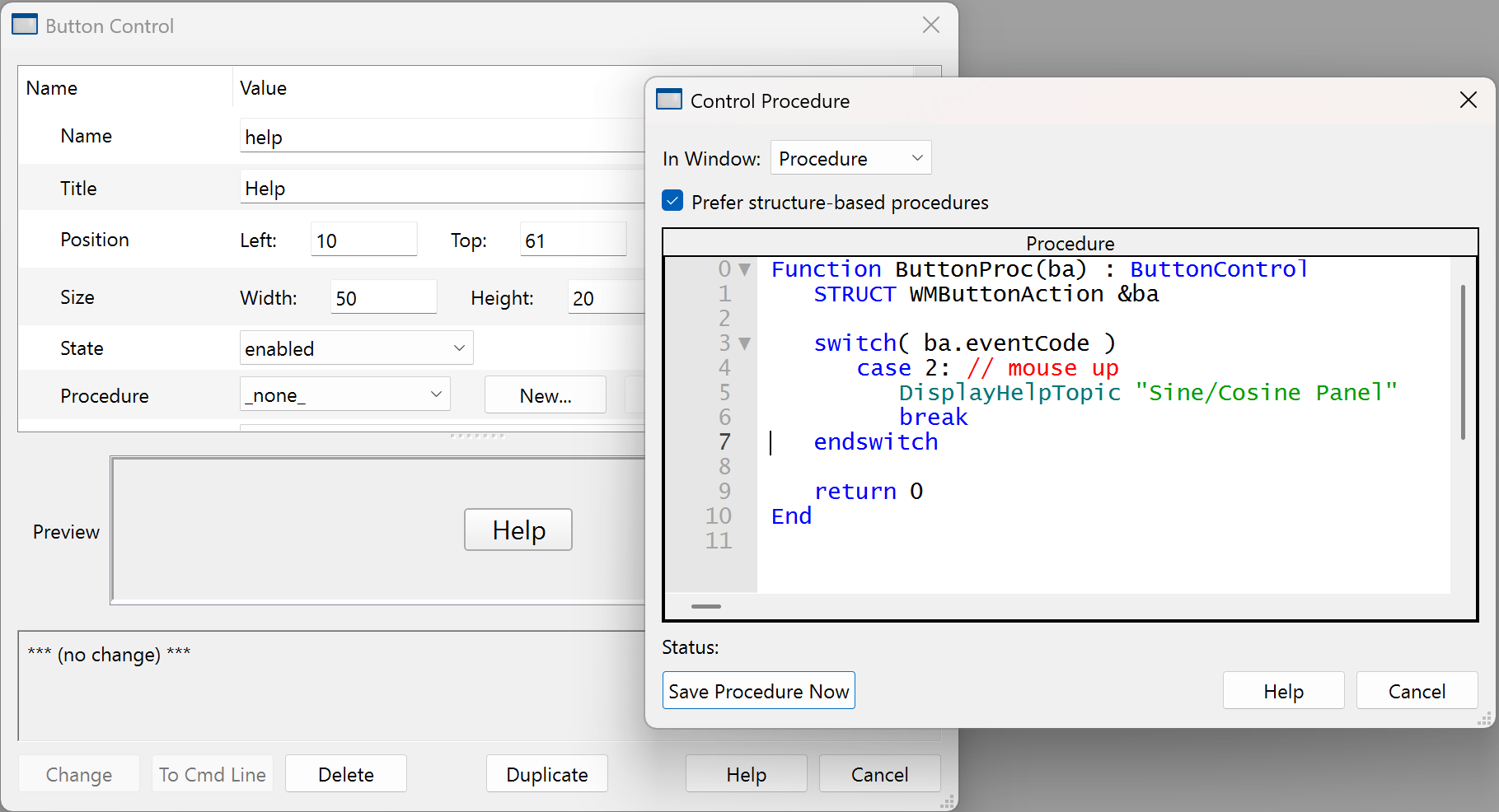 Adding a Help button