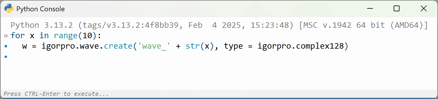 python console in Igor Pro 10