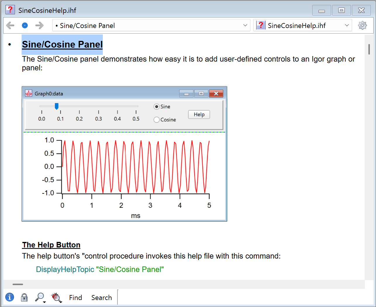 Help file for Sine/Cosine Panel