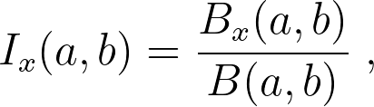 I_x(a, b) = \frac{B_x(a, b)}{B(a, b)}