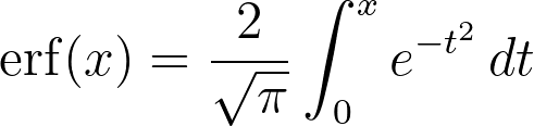 \operatorname{erf}(x) = \frac{2}{\sqrt{\pi}} \int_0^x e^{-t^2} \, dt