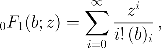 {_0F_1}(b;z) = \sum_{i=0}^{\infty} \frac{z^i}{i!\, (b)_i} \,,