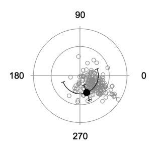 Incorrect: Average and Stdev of distribution of angles and magnitudes using WaveStats