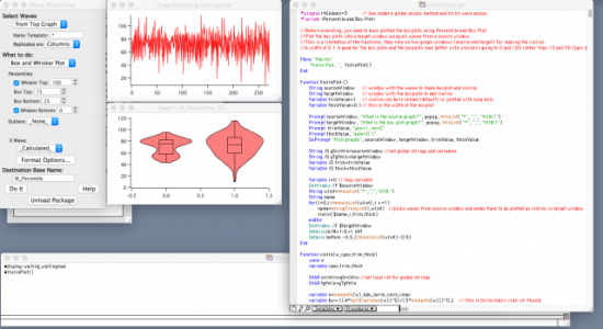 Screenshot of violin plots generated in example experiment