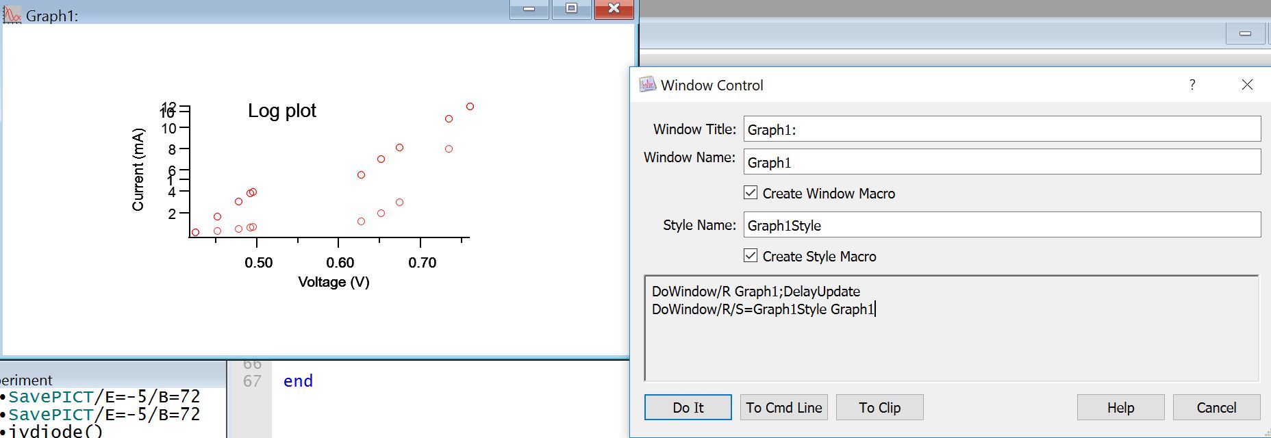 how to extract code after manually editing graphs | Igor Pro by WaveMetrics