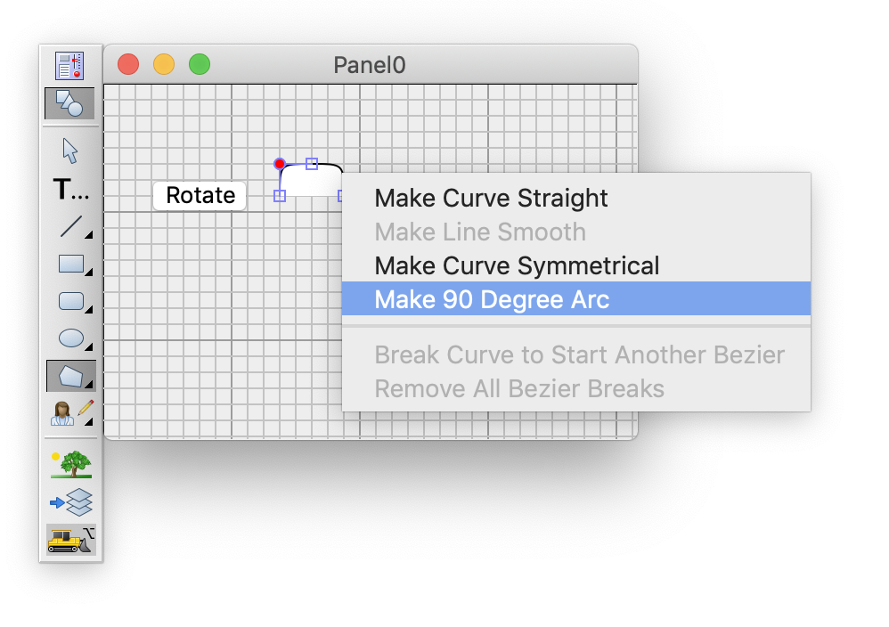 Making a Bezier curve into a 90 degree arc 