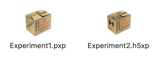 Regular packed and new HDF5 format experiment icons