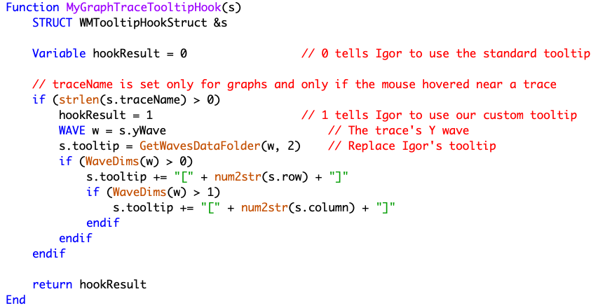 User code that implements specialized tooltip at mouse position over a graph trace