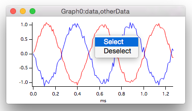 Graph showing the contextual menu with Select and DeSelect menu items