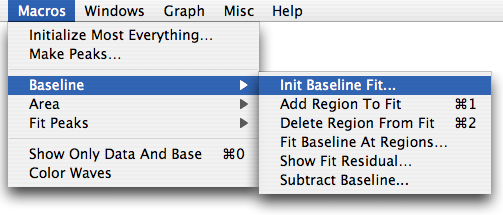 Init Baseline Fit... menu item