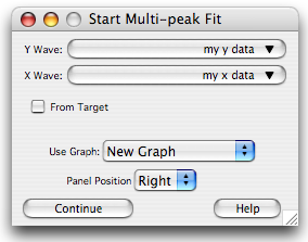 Multi-peak fit starting panel