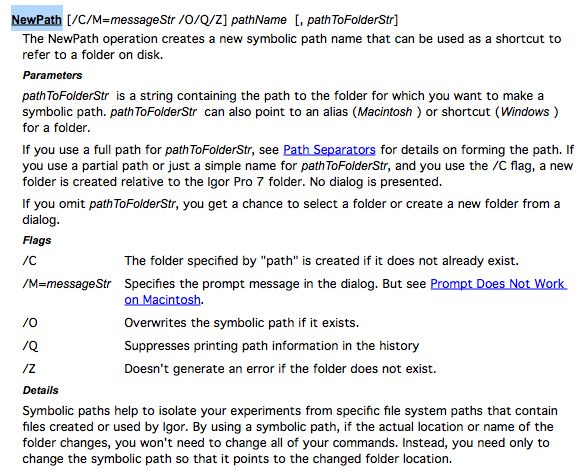 Excerpt of NewPath help file text