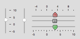 vertical and horizontal slider examples, optionally with ticks and/or labels